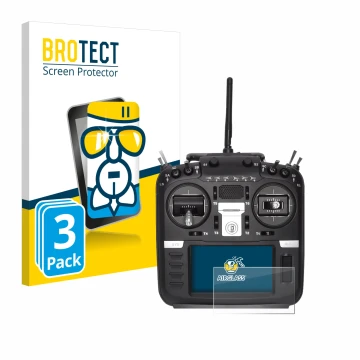 Face avant d’un emballage produit avec le logo de la marque BROTECT. À côté, l’appareil Radiomaster TX16S Mark II est représen