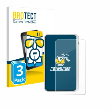 Face avant d’un emballage produit avec le logo de la marque BROTECT. À côté, l’appareil Timekettle Fluentalk T1 Mini est repré