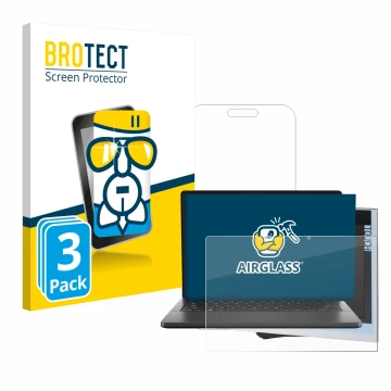 Face avant d’un emballage produit avec le logo de la marque BROTECT. À côté, l’appareil ASUS ROG Zephyrus G14 2024 GA403 est r