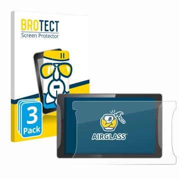 Face avant d’un emballage produit avec le logo de la marque BROTECT. À côté, l’appareil Logicom Multimedia Stand Pro est repré