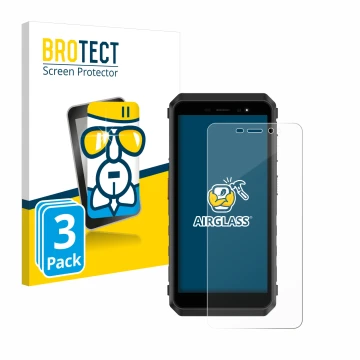 Face avant d’un emballage produit avec le logo de la marque BROTECT. À côté, l’appareil Ulefone Power Armor X11 Pro est représ