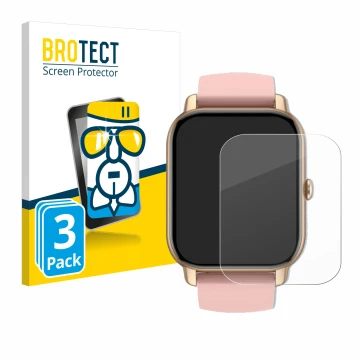 Face avant d’un emballage produit avec le logo de la marque BROTECT. À côté, l’appareil Sross Smartwatch 1.83