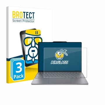 Face avant d’un emballage produit avec le logo de la marque BROTECT. À côté, l’appareil Lenovo ThinkBook 13x Gen 4 est représe