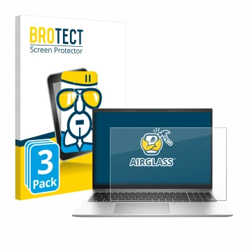 Face avant d’un emballage produit avec le logo de la marque BROTECT. À côté, l’appareil HP EliteBook 865 G10 est représenté av