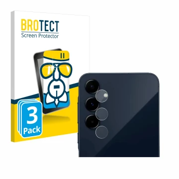 Face avant d’un emballage produit avec le logo de la marque BROTECT. À côté, l’appareil Samsung Galaxy A35 5G (Caméra UNIQUEME