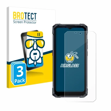 Face avant d’un emballage produit avec le logo de la marque BROTECT. À côté, l’appareil Hotwav W11 est représenté avec la prot