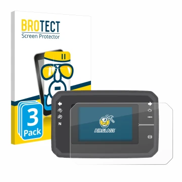 Face avant d’un emballage produit avec le logo de la marque BROTECT. À côté, l’appareil Honda CB650R TFT Display est représent