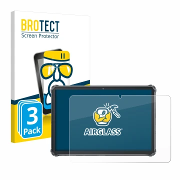 Face avant d’un emballage produit avec le logo de la marque BROTECT. À côté, l’appareil Oukitel RT8 est représenté avec la pro