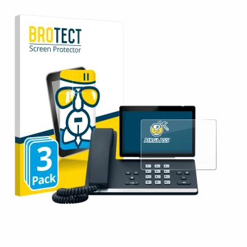 Face avant d’un emballage produit avec le logo de la marque BROTECT. À côté, l’appareil Yealink SIP-T57W est représenté avec l