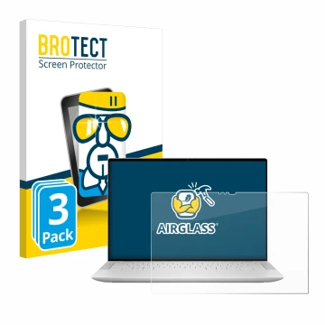 Face avant d’un emballage produit avec le logo de la marque BROTECT. À côté, l’appareil Dell XPS 14 9440 Touch est représenté 