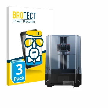 Face avant d’un emballage produit avec le logo de la marque BROTECT. À côté, l’appareil Anycubic Photon Mono X 6Ks est représe