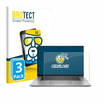 Face avant d’un emballage produit avec le logo de la marque BROTECT. À côté, l’appareil HP Zbook Studio 16 G10 est représenté 