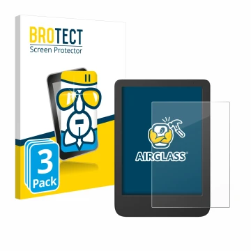 Face avant d’un emballage produit avec le logo de la marque BROTECT. À côté, l’appareil Tolino Shine 5 Color 2024 est représen