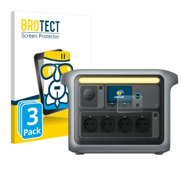 Face avant d’un emballage produit avec le logo de la marque BROTECT. À côté, l’appareil Anker SOLIX C1000X est représenté avec