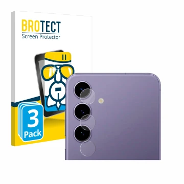 Face avant d’un emballage produit avec le logo de la marque BROTECT. À côté, l’appareil Samsung Galaxy S24 Enterprise Edition 
