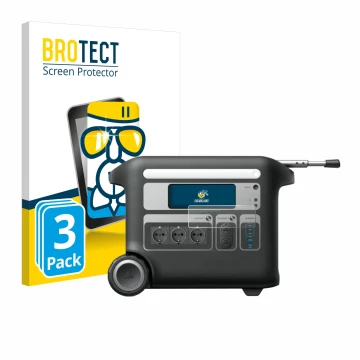 Face avant d’un emballage produit avec le logo de la marque BROTECT. À côté, l’appareil Anker SOLIX F2000 est représenté avec 