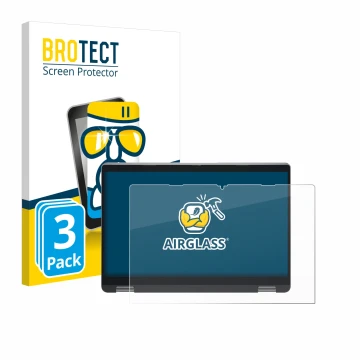 Face avant d’un emballage produit avec le logo de la marque BROTECT. À côté, l’appareil Dell Latitude 5350 2-in-1 est représen