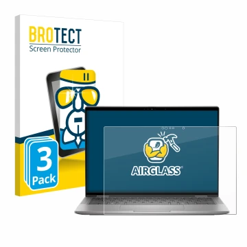Face avant d’un emballage produit avec le logo de la marque BROTECT. À côté, l’appareil Dell Latitude 7450 2-in-1 est représen