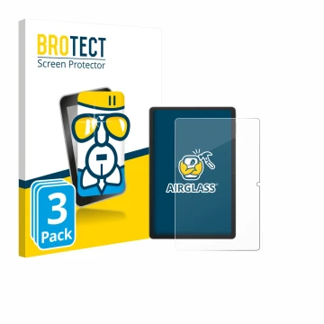 Face avant d’un emballage produit avec le logo de la marque BROTECT. À côté, l’appareil Blackview Tab 16 Pro est représenté av