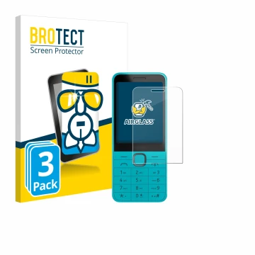 Face avant d’un emballage produit avec le logo de la marque BROTECT. À côté, l’appareil Nokia 235 4G (2024) est représenté ave