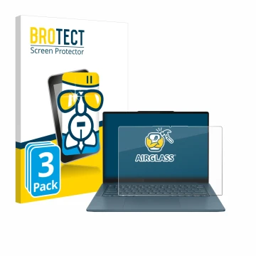 Face avant d’un emballage produit avec le logo de la marque BROTECT. À côté, l’appareil Lenovo Yoga Pro 7 Gen 9 14
