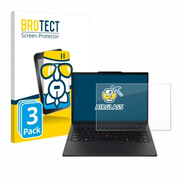 Face avant d’un emballage produit avec le logo de la marque BROTECT. À côté, l’appareil Lenovo ThinkPad T14s Gen 5 est représe