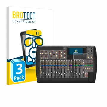 Face avant d’un emballage produit avec le logo de la marque BROTECT. À côté, l’appareil Behringer X32 est représenté avec la p