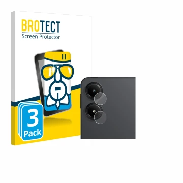 Face avant d’un emballage produit avec le logo de la marque BROTECT. À côté, l’appareil Xiaomi Redmi Pad Pro (Caméra UNIQUEMEN