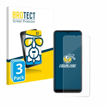 Face avant d’un emballage produit avec le logo de la marque BROTECT. À côté, l’appareil Telekom T Phone 2 est représenté avec 