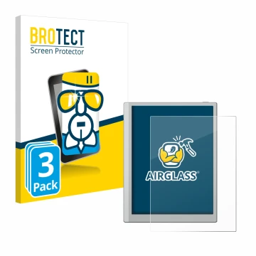 Face avant d’un emballage produit avec le logo de la marque BROTECT. À côté, l’appareil Boox Go 10.3 est représenté avec la pr