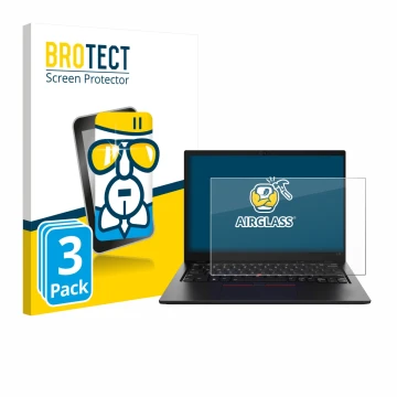 Face avant d’un emballage produit avec le logo de la marque BROTECT. À côté, l’appareil Lenovo ThinkPad L13 Gen 5 est représen