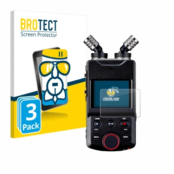 Face avant d’un emballage produit avec le logo de la marque BROTECT. À côté, l’appareil Tascam Portacapture X6 est représenté 