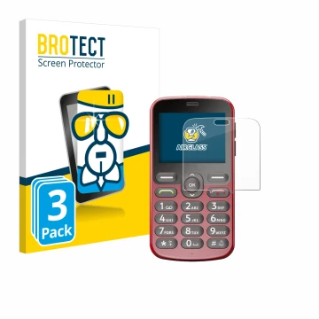 Face avant d’un emballage produit avec le logo de la marque BROTECT. À côté, l’appareil Doro 1880 est représenté avec la prote