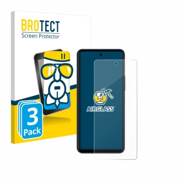 Face avant d’un emballage produit avec le logo de la marque BROTECT. À côté, l’appareil Telekom T Phone 2 Pro est représenté a