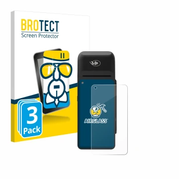 Face avant d’un emballage produit avec le logo de la marque BROTECT. À côté, l’appareil Verifone T650c est représenté avec la 