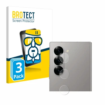 Face avant d’un emballage produit avec le logo de la marque BROTECT. À côté, l’appareil Samsung Galaxy Z Fold 6 5G (Caméra UNI