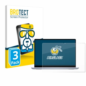 Face avant d’un emballage produit avec le logo de la marque BROTECT. À côté, l’appareil Dell Inspiron 14 7440 2-in-1 est repré