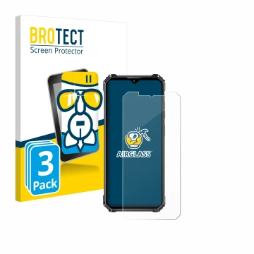 Face avant d’un emballage produit avec le logo de la marque BROTECT. À côté, l’appareil Oukitel WP28 S est représenté avec la 