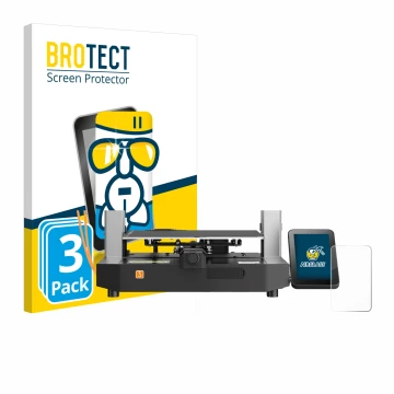 Face avant d’un emballage produit avec le logo de la marque BROTECT. À côté, l’appareil Anycubic Kobra 3 est représenté avec l