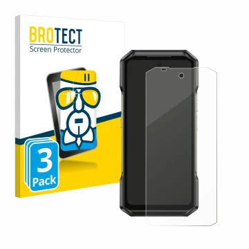 Face avant d’un emballage produit avec le logo de la marque BROTECT. À côté, l’appareil Ulefone Armor 27T Pro est représenté a