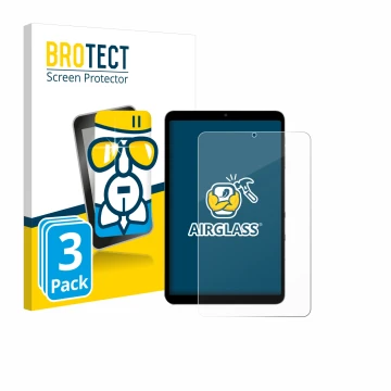 Face avant d’un emballage produit avec le logo de la marque BROTECT. À côté, l’appareil Alldocube iPlay 60 Mini Pro est représ
