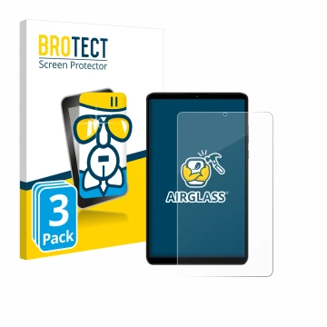 Face avant d’un emballage produit avec le logo de la marque BROTECT. À côté, l’appareil Xiaomi Redmi Pad SE 8.7 est représenté