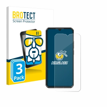 Face avant d’un emballage produit avec le logo de la marque BROTECT. À côté, l’appareil Oukitel WP50 est représenté avec la pr