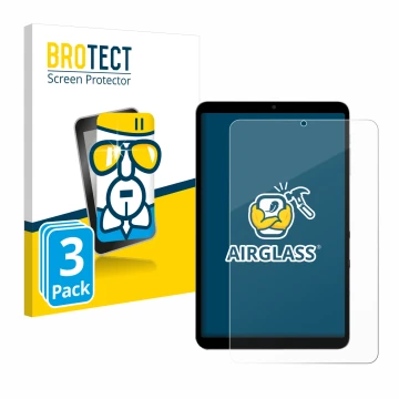 Face avant d’un emballage produit avec le logo de la marque BROTECT. À côté, l’appareil Alldocube iPlay 60 mini Turbo est repr