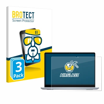 Face avant d’un emballage produit avec le logo de la marque BROTECT. À côté, l’appareil Dell Inspiron 14 7445 2-in-1 est repré