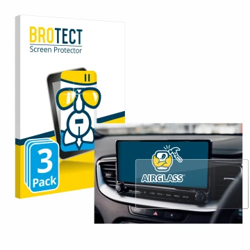 Face avant d’un emballage produit avec le logo de la marque BROTECT. À côté, l’appareil Kia XCeed 2024 est représenté avec la 