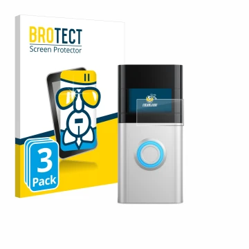 Face avant d’un emballage produit avec le logo de la marque BROTECT. À côté, l’appareil Ring Video Doorbell 3 Plus est représe