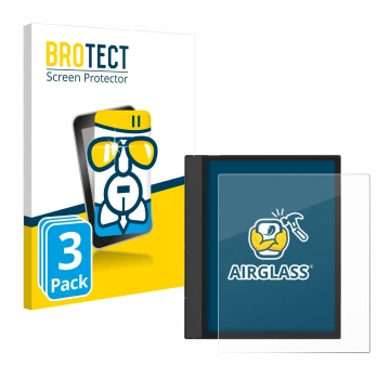 Face avant d’un emballage produit avec le logo de la marque BROTECT. À côté, l’appareil Boox Note Air 4 C est représenté avec 