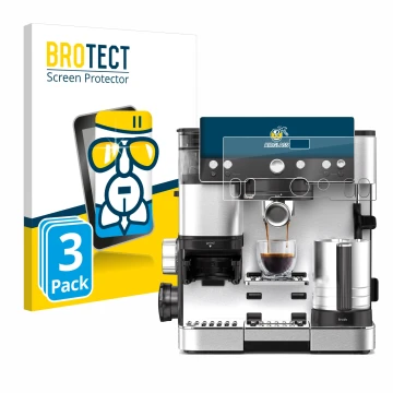 Face avant d’un emballage produit avec le logo de la marque BROTECT. À côté, l’appareil Ninja Luxe Cafe Essential est représen