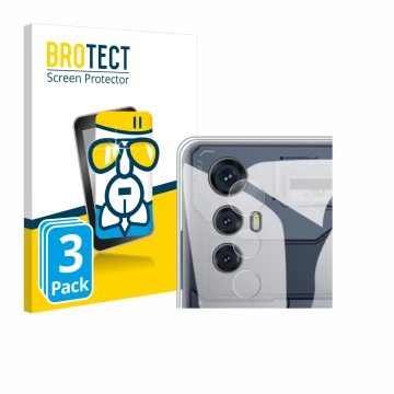 Face avant d’un emballage produit avec le logo de la marque BROTECT. À côté, l’appareil Cubot Max 5 (Caméra UNIQUEMENT) est re